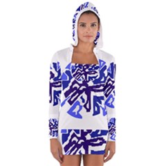 Deep Blue Abstraction Women s Long Sleeve Hooded T-shirt by Valentinaart