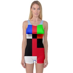 Colorful Abstraction One Piece Boyleg Swimsuit by Valentinaart