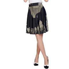 Wonderful Black Horses, With Floral Elements, Silhouette A-line Skirt by FantasyWorld7