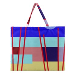 Abstract Landscape Zipper Large Tote Bag by Valentinaart