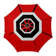 Red, White And Black Abstraction Golf Umbrellas by Valentinaart