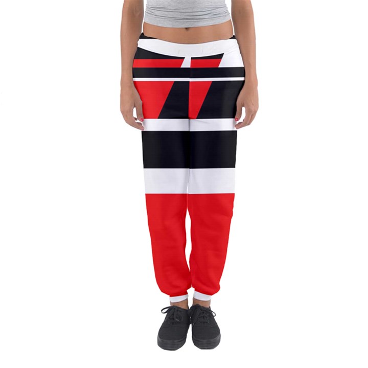 Red, white and black abstraction Women s Jogger Sweatpants