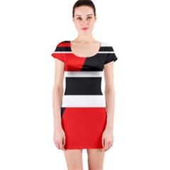 Red, White And Black Abstraction Short Sleeve Bodycon Dress by Valentinaart