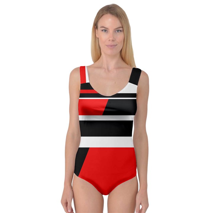 Red, white and black abstraction Princess Tank Leotard 