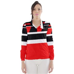Red, White And Black Abstraction Wind Breaker (women) by Valentinaart