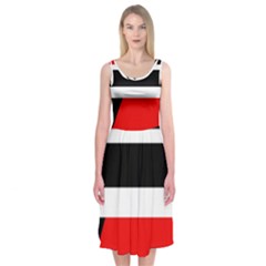 Red, White And Black Abstraction Midi Sleeveless Dress by Valentinaart