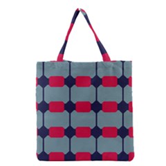 Red Blue Shapes Pattern                                                                                     Grocery Tote Bag by LalyLauraFLM