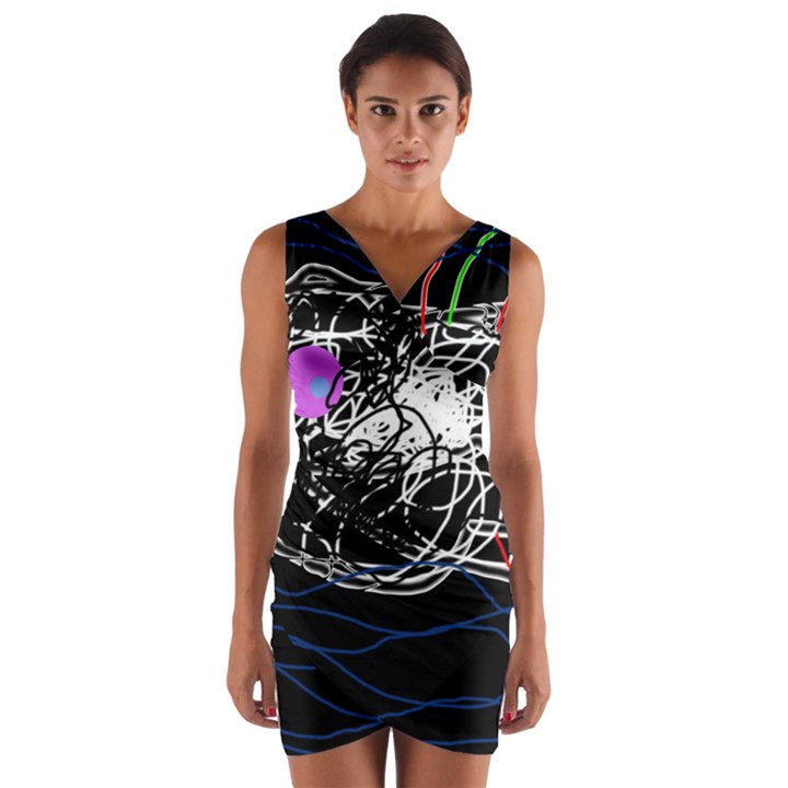 Neon fish Wrap Front Bodycon Dress