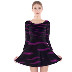 Purple And Black Long Sleeve Velvet Skater Dress by Valentinaart