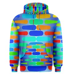 Colorful Shapes On A Blue Background                                                                                       Men s Pullover Hoodie by LalyLauraFLM
