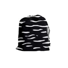 Black and white Drawstring Pouches (Medium) 