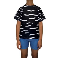 Black and white Kid s Short Sleeve Swimwear