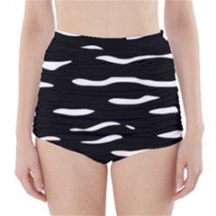 Black and white High-Waisted Bikini Bottoms