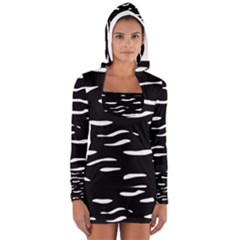 Black and white Women s Long Sleeve Hooded T-shirt