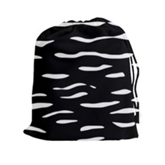 Black And White Drawstring Pouches (xxl) by Valentinaart