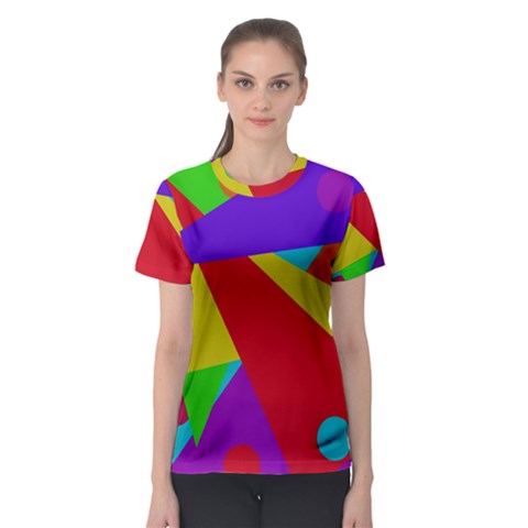 Colorful Abstract Design Women s Sport Mesh Tee by Valentinaart