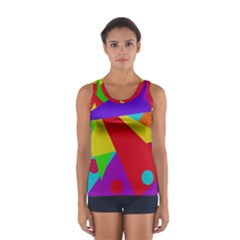 Colorful Abstract Design Women s Sport Tank Top  by Valentinaart