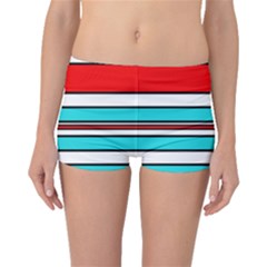 Blue, Red, And White Lines Boyleg Bikini Bottoms by Valentinaart