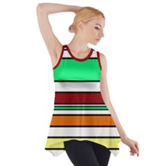 Green, Orange And Yellow Lines Side Drop Tank Tunic by Valentinaart