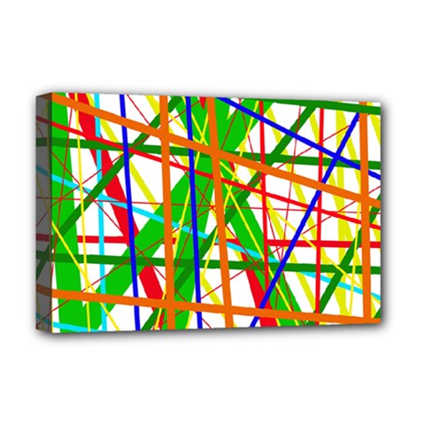 Colorful Lines Deluxe Canvas 18  X 12   by Valentinaart