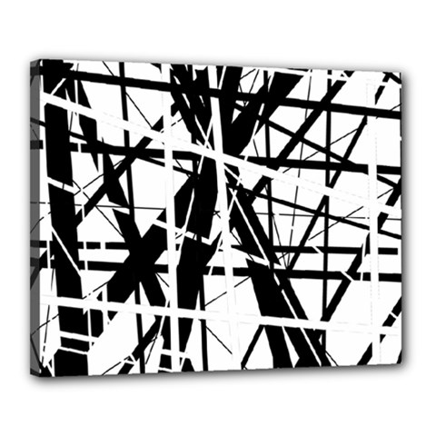 Black And White Abstract Design Canvas 20  X 16  by Valentinaart