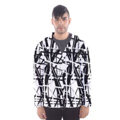 Black And White Abstract Design Hooded Wind Breaker (men) by Valentinaart