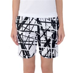 Black And White Abstract Design Women s Basketball Shorts by Valentinaart