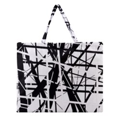 Black And White Abstract Design Zipper Large Tote Bag by Valentinaart