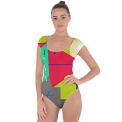 Abstract Bird Short Sleeve Leotard  by Valentinaart