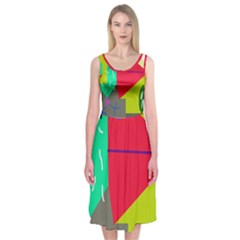 Abstract Bird Midi Sleeveless Dress