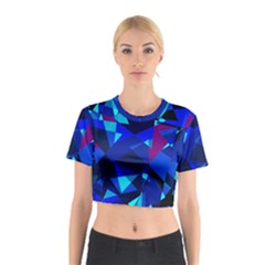 Blue Broken Glass Cotton Crop Top by Valentinaart