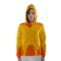 Orange Abstract Design Hooded Wind Breaker (women) by Valentinaart