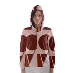 Brown Geometric Design Hooded Wind Breaker (women) by Valentinaart