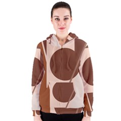 Brown Geometric Design Women s Zipper Hoodie by Valentinaart