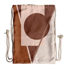 Brown Geometric Design Drawstring Bag (large) by Valentinaart