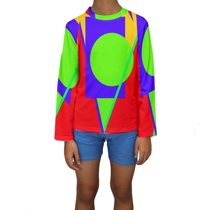 Colorful geometric design Kid s Long Sleeve Swimwear