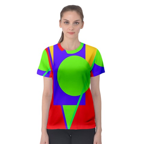 Colorful Geometric Design Women s Sport Mesh Tee by Valentinaart