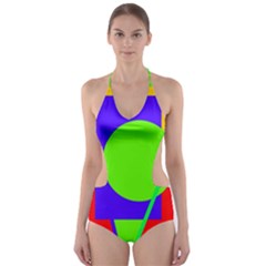 Colorful Geometric Design Cut-out One Piece Swimsuit by Valentinaart