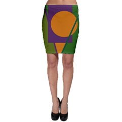 Green And Orange Geometric Design Bodycon Skirt by Valentinaart