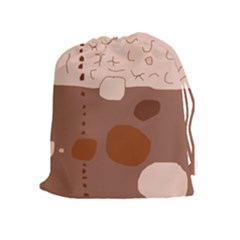 Brown Abstract Design Drawstring Pouches (extra Large) by Valentinaart