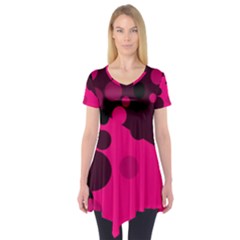 Pink Dots Short Sleeve Tunic  by Valentinaart