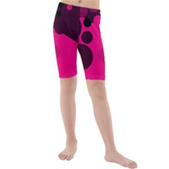 Pink Dots Kid s Mid Length Swim Shorts by Valentinaart