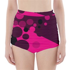 Pink Dots High-waisted Bikini Bottoms by Valentinaart