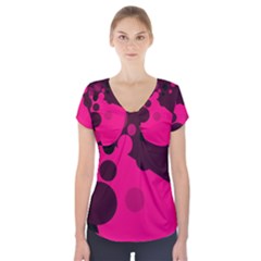 Pink Dots Short Sleeve Front Detail Top by Valentinaart