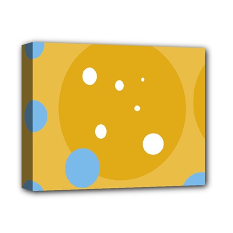 Blue And Yellow Moon Deluxe Canvas 14  X 11  by Valentinaart