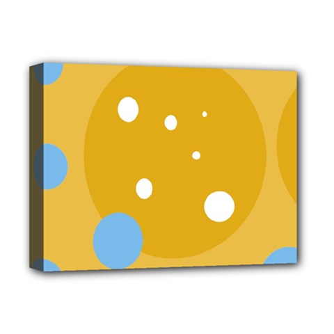 Blue And Yellow Moon Deluxe Canvas 16  X 12   by Valentinaart