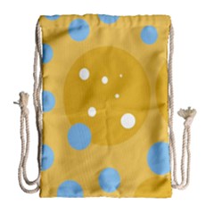 Blue And Yellow Moon Drawstring Bag (large) by Valentinaart