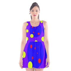 Purple And Yellow Dots Scoop Neck Skater Dress by Valentinaart