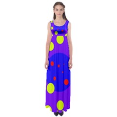 Purple and yellow dots Empire Waist Maxi Dress