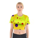 Yellow and purple dots Cotton Crop Top View1